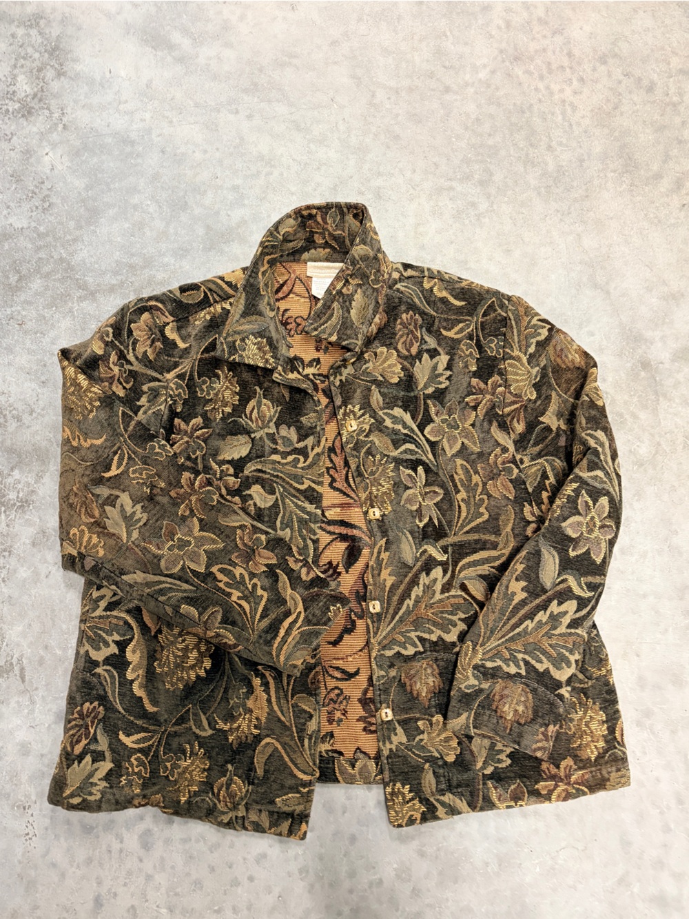 Coldwater Creek Brown Multi Floral Button-Down Shirt Jacket